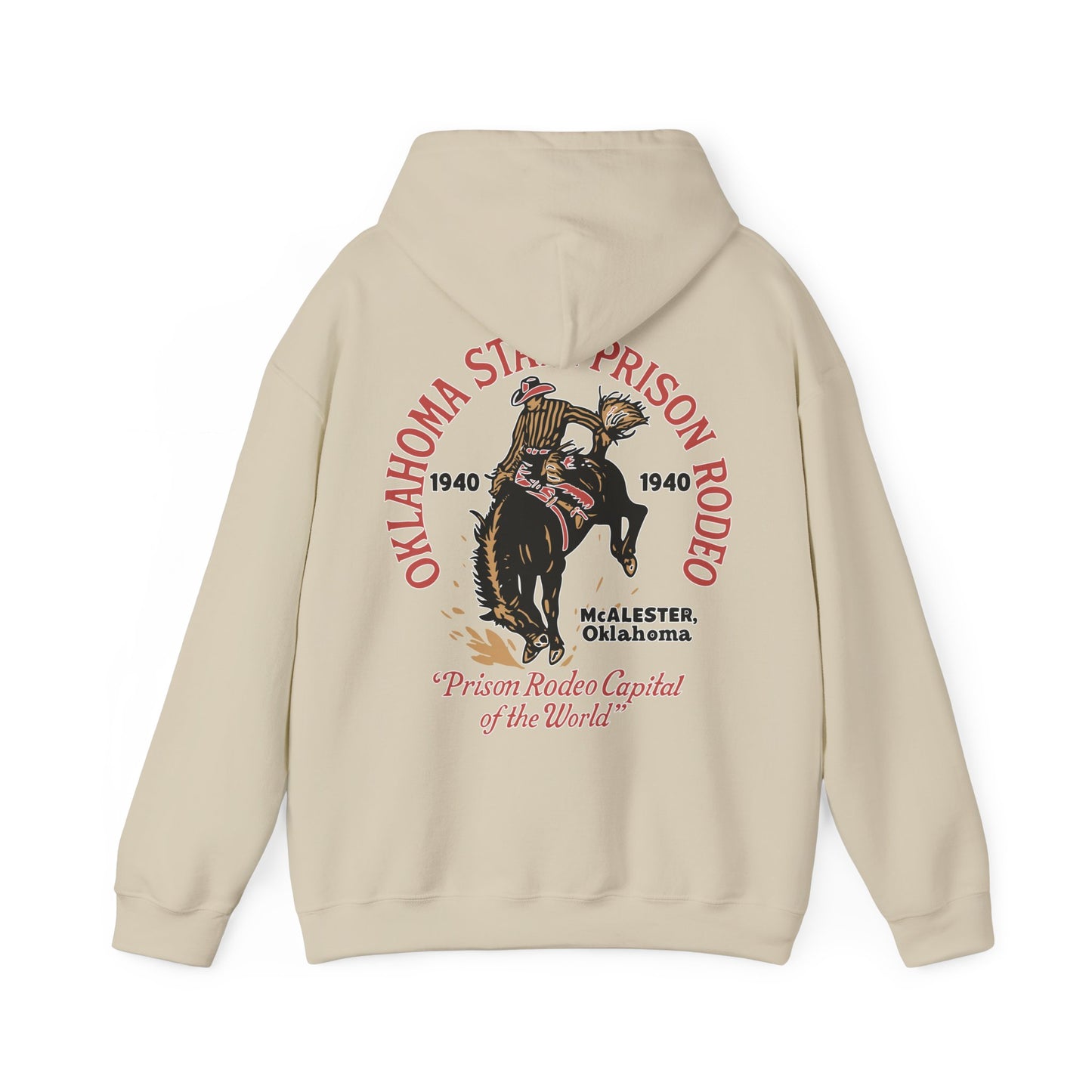 Vintage Rodeo Hoodie with 1940s Prison Rodeo Poster Design