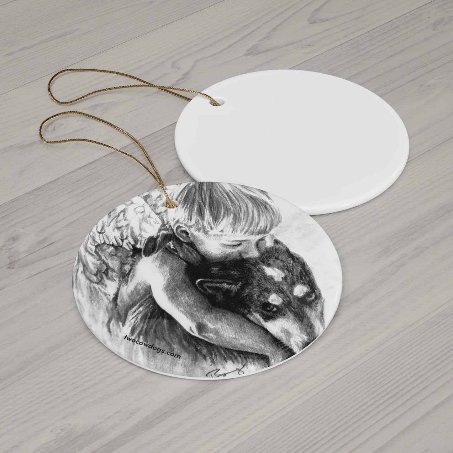 Cowboy Angel, Ceramic Christmas Ornament