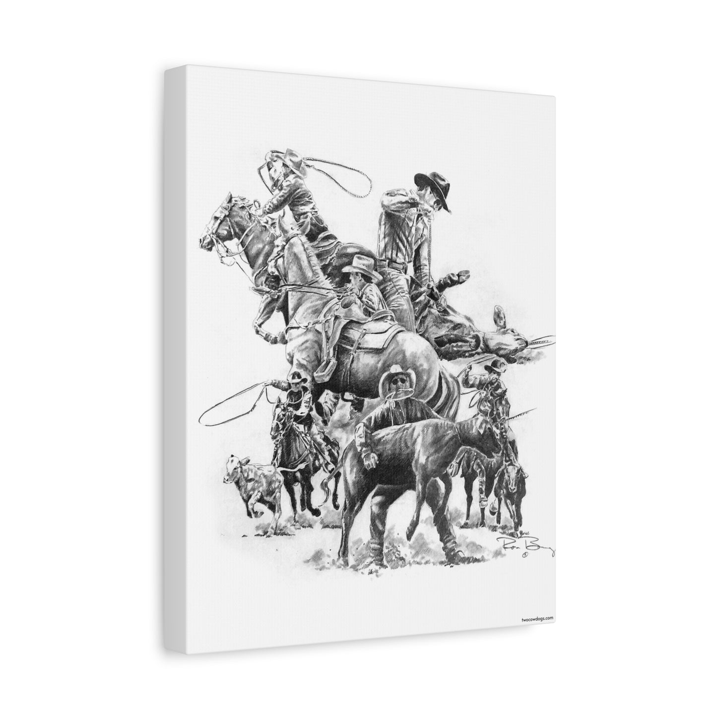 Roping Collage, Custom Stretched Canvas