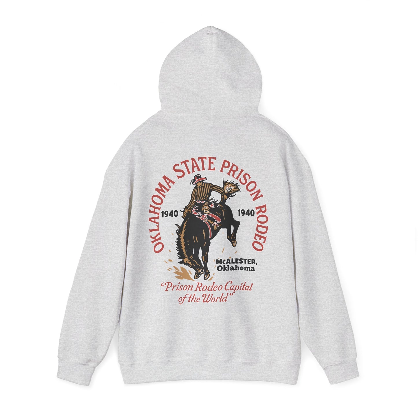 Vintage Rodeo Hoodie with 1940s Prison Rodeo Poster Design