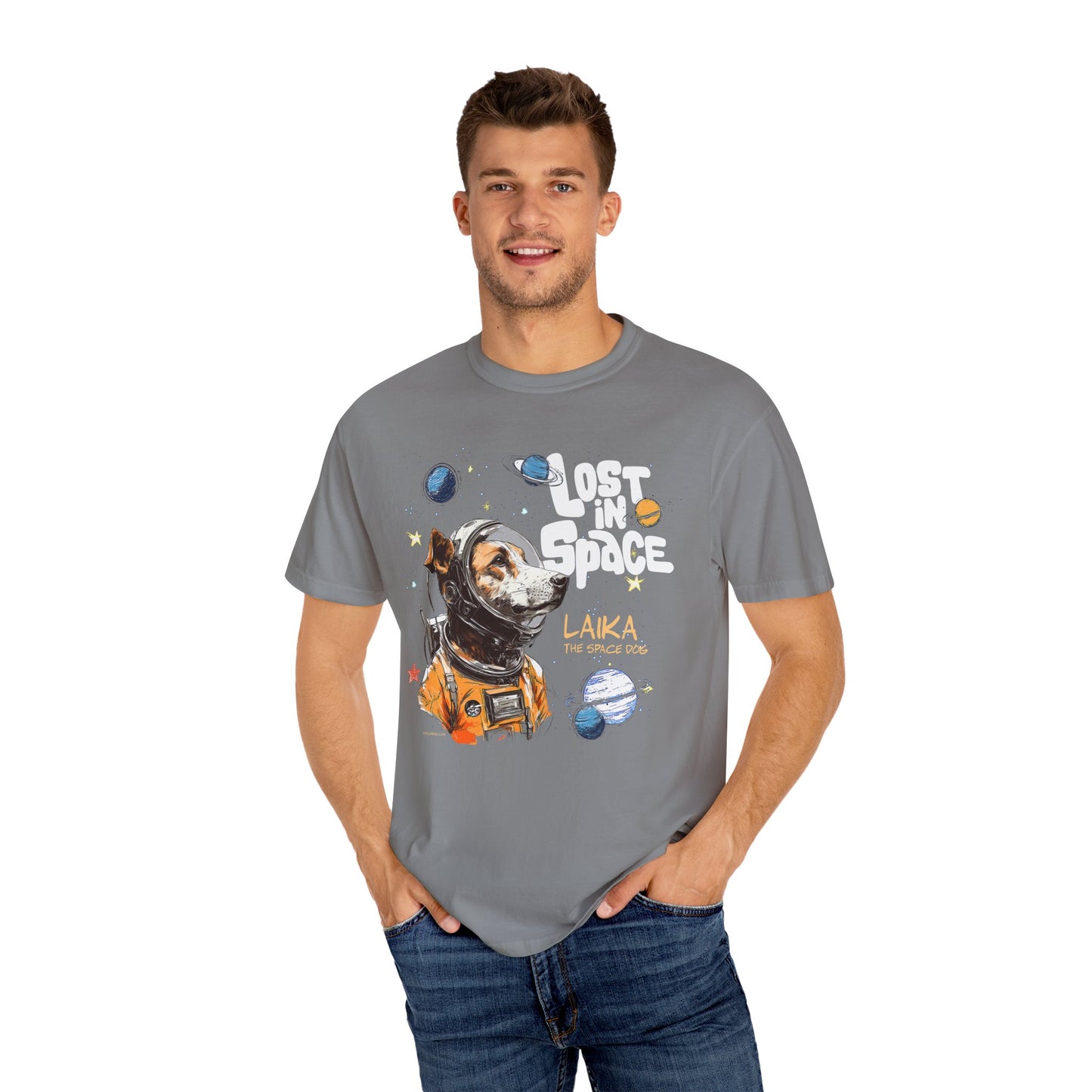 Laika Lost in Space T-shirt - Unisex Garment-Dyed