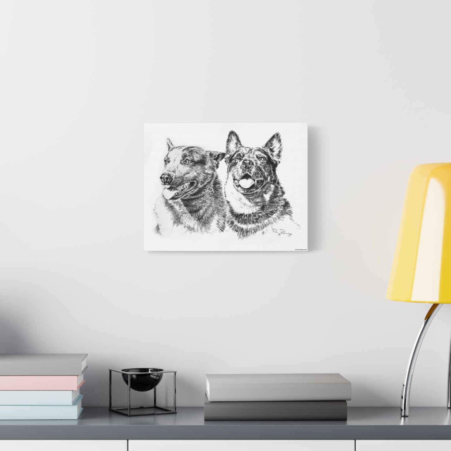 Two Cowdogs Stretched Canvas