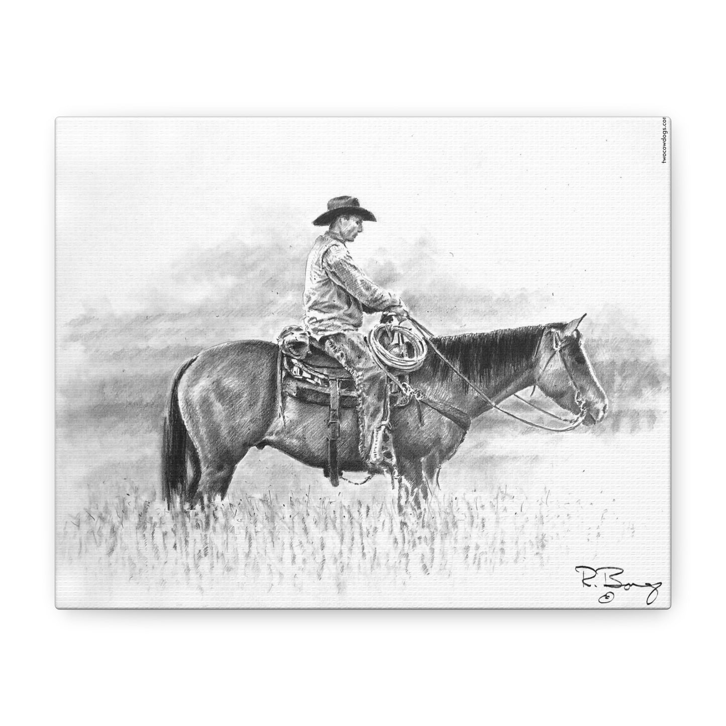 Pasture Cowboy, Custom Stretched Canvas