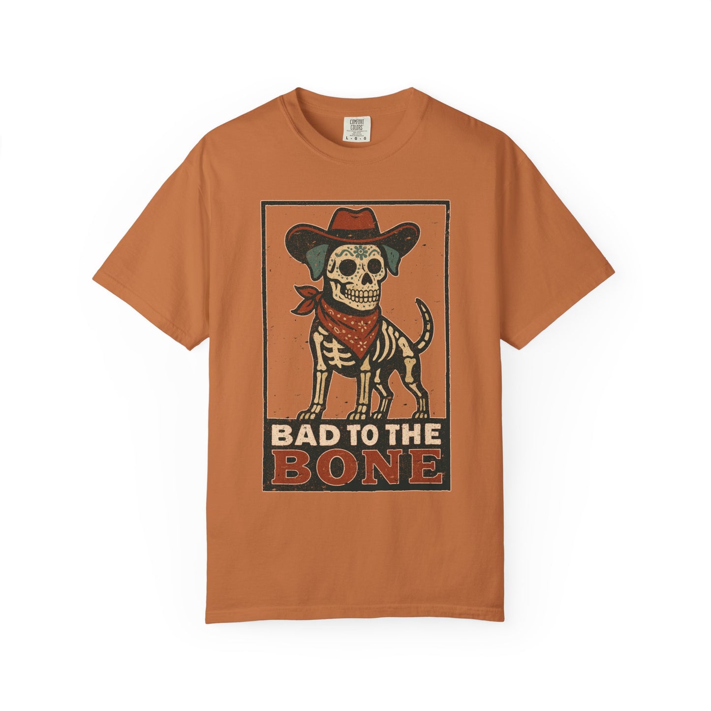 Copy of Bad to the Bone – Cowboy Skeleton Dog Tee