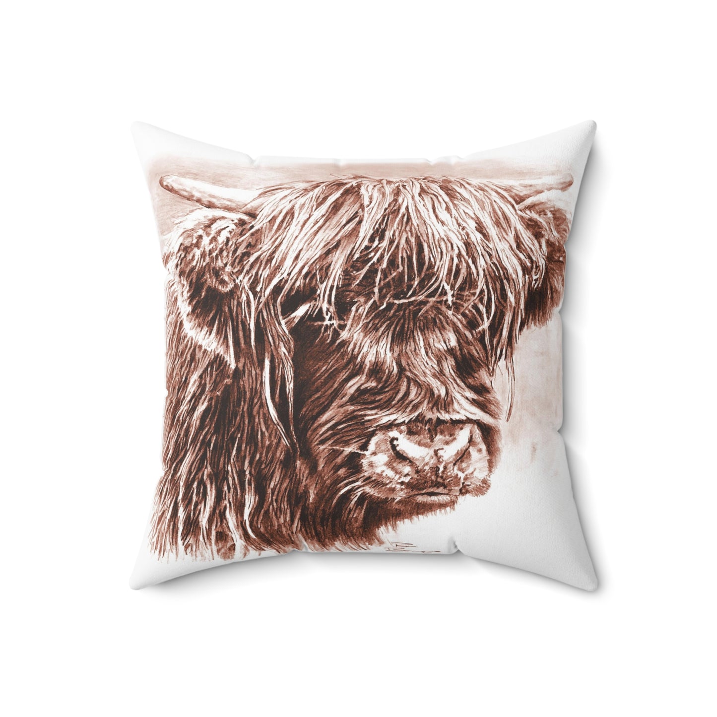 Scottish Highland Cow Brown Pillow