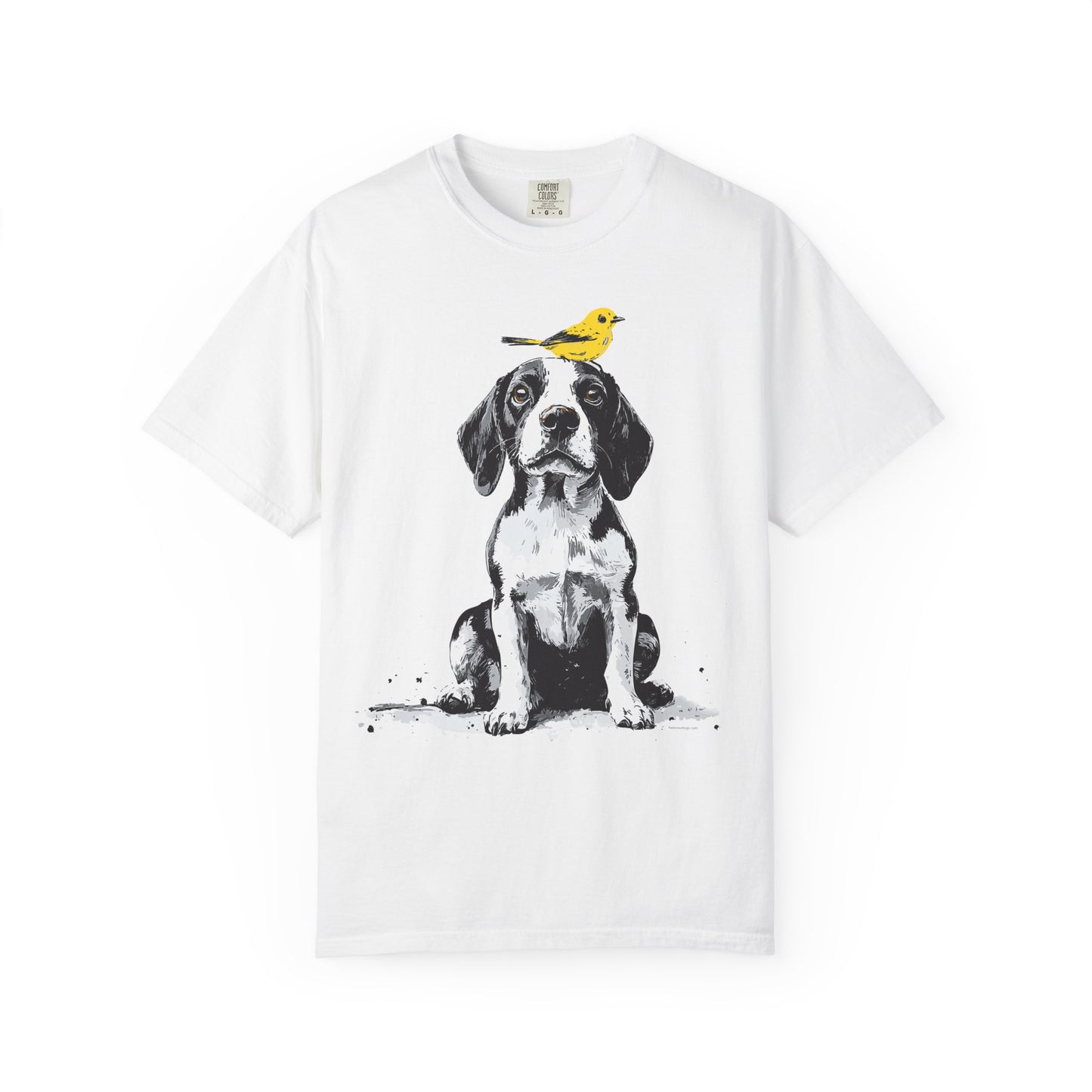 Beagle and Yellow Bird Unisex T-shirt - Extra Soft Fabric