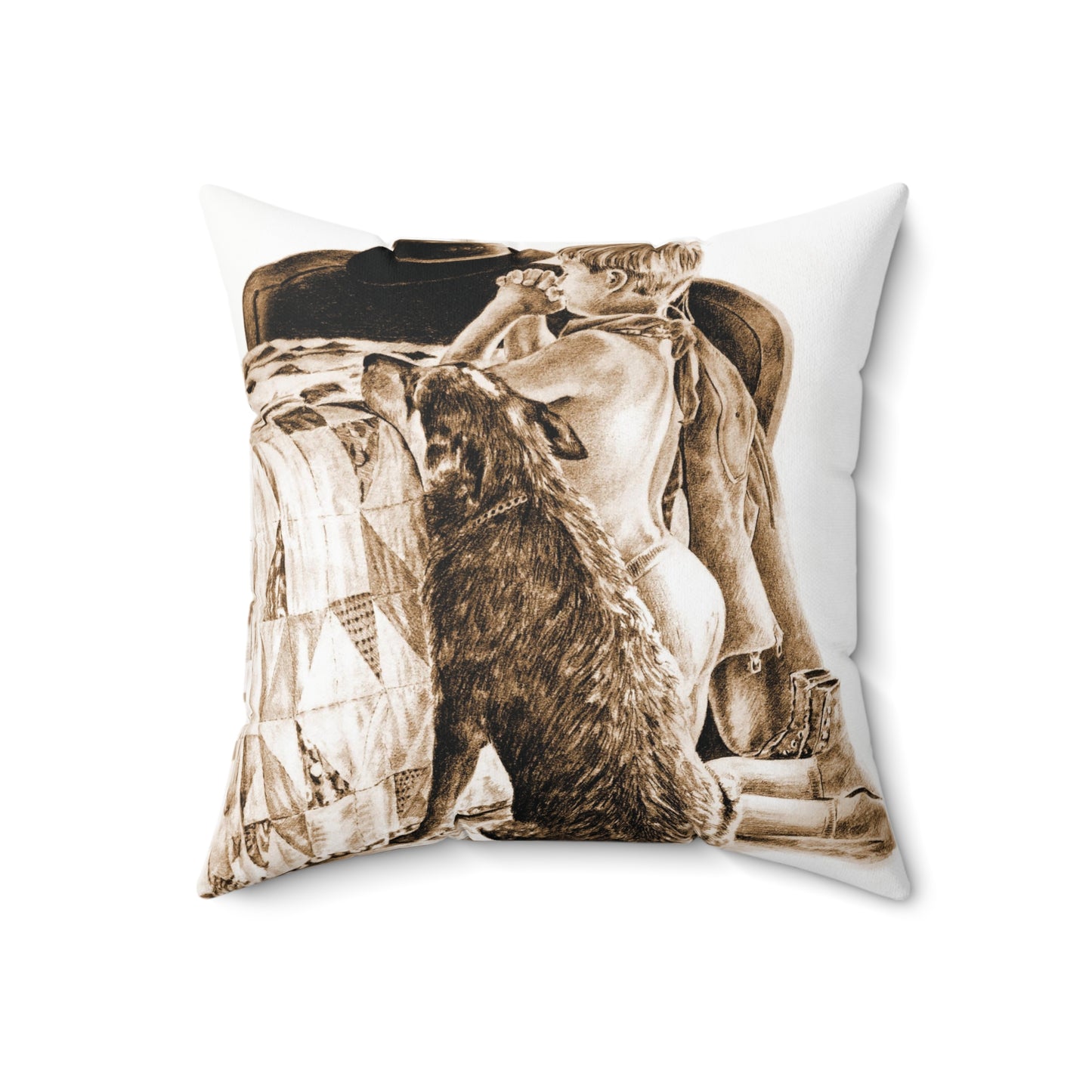 Prayer Time Brown Square Pillow