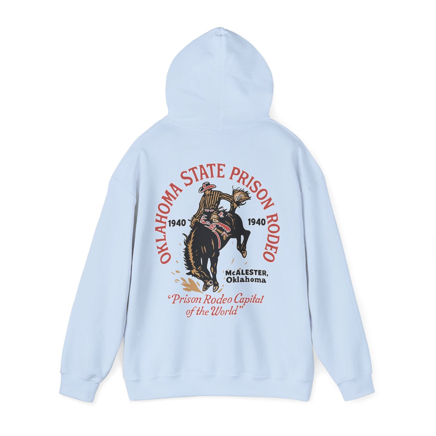 Vintage Rodeo Hoodie with 1940s Prison Rodeo Poster Design