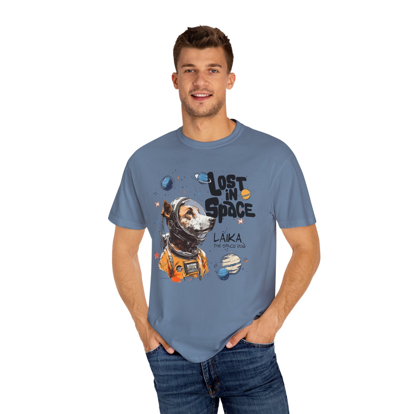 Laika Lost in Space T-shirt - Unisex Garment-Dyed