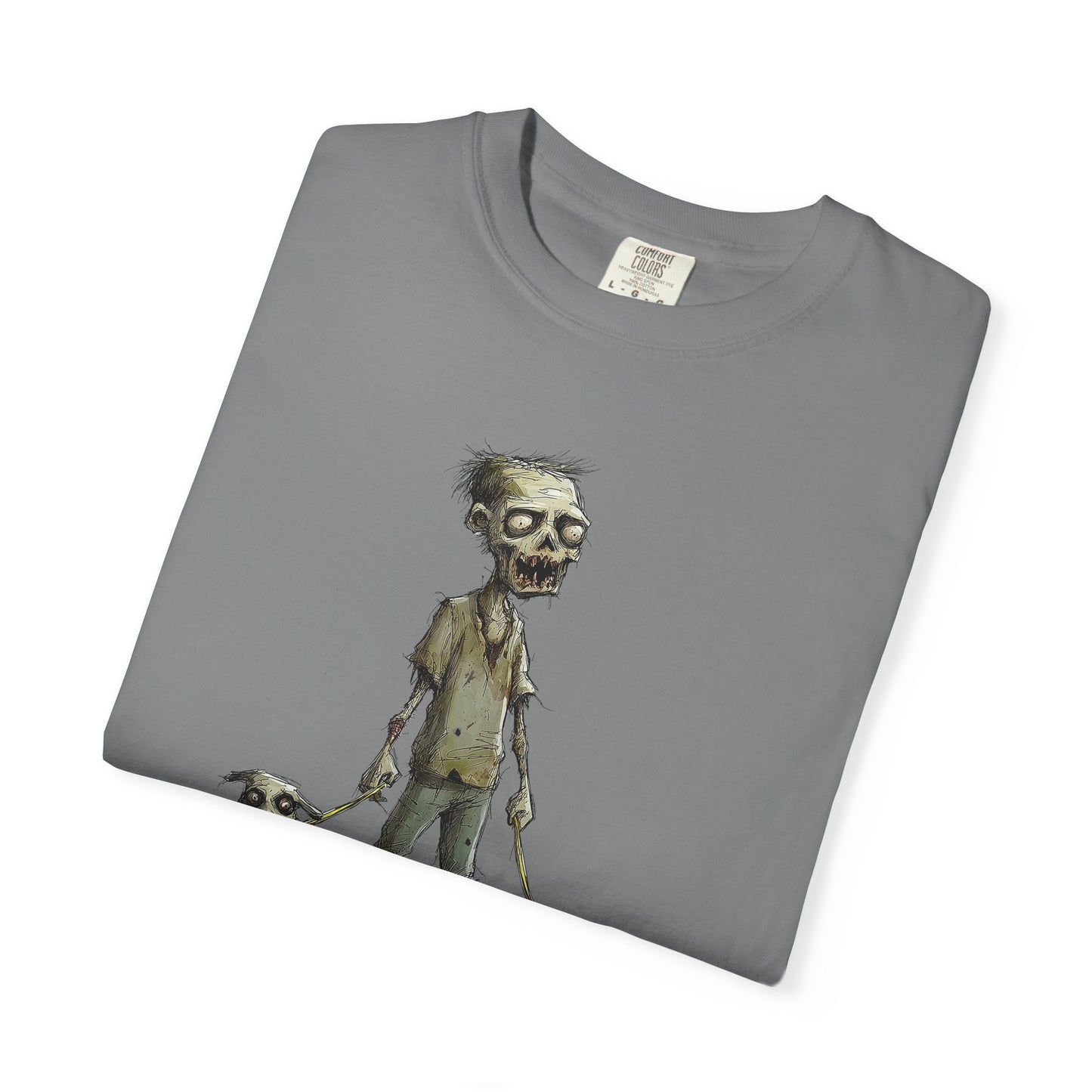 Zombie and his Dogs Unisex T-shirt, Death Warmed Over Design