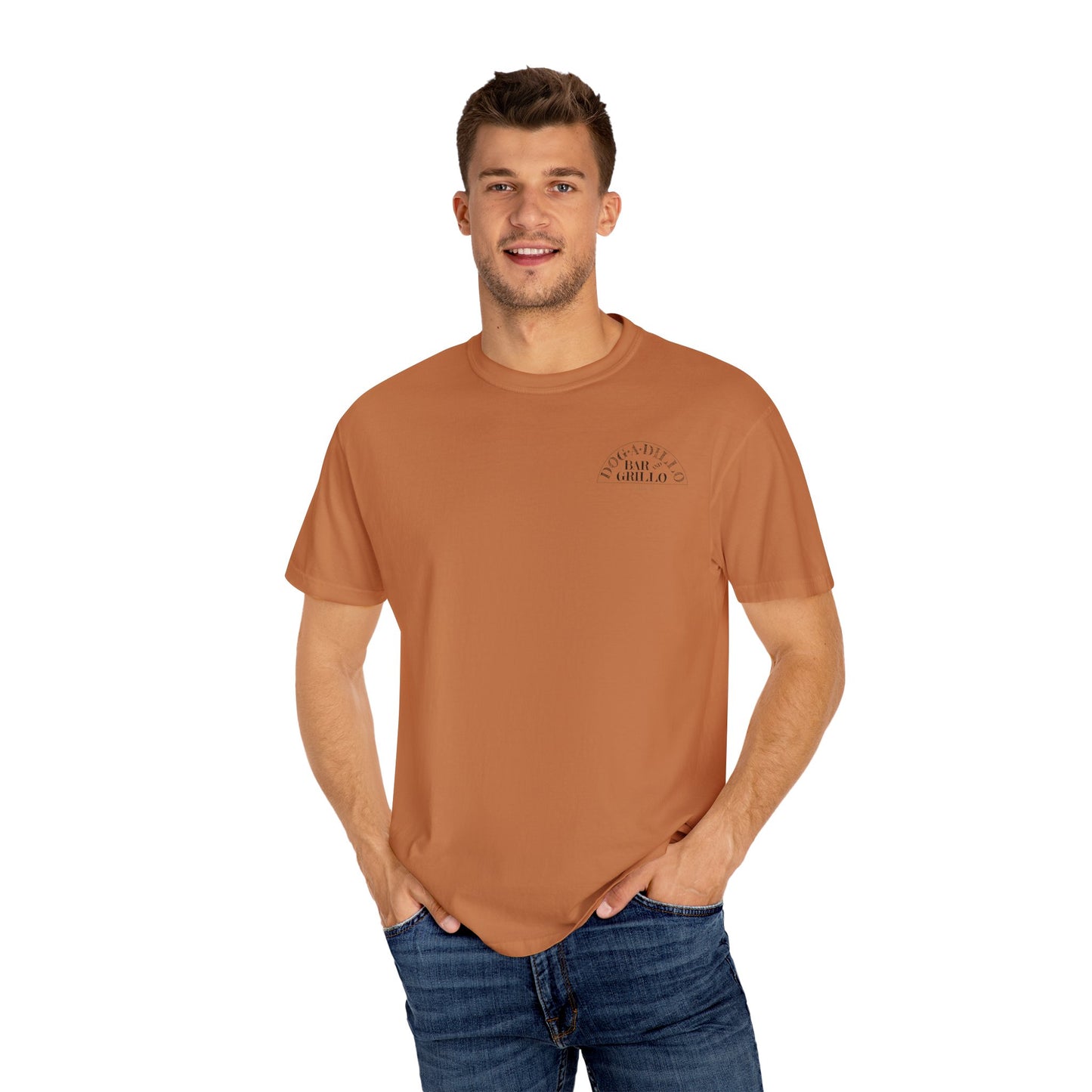 Dog-A-Dillo Armadillo Bar and Grillo T-Shirt, front and back