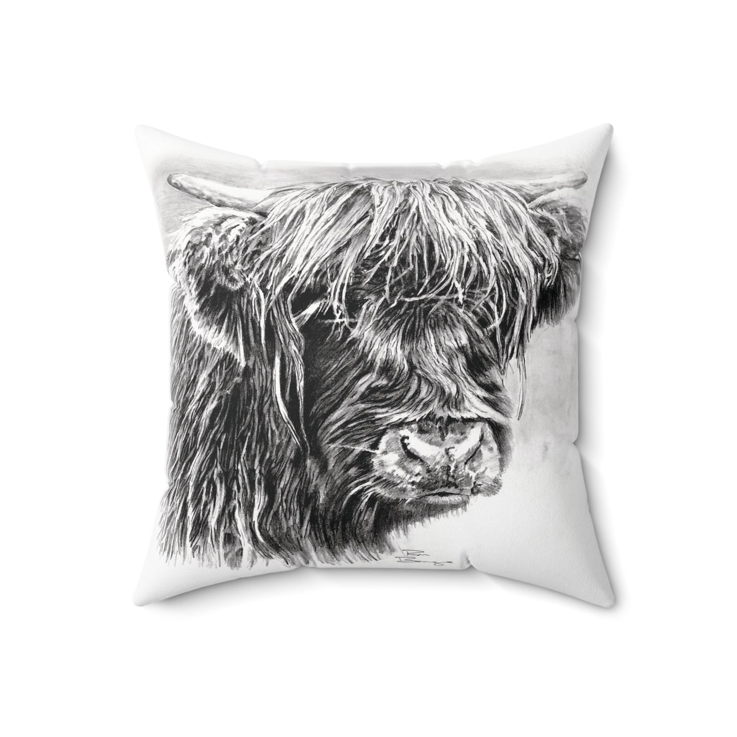 Scottish Highland Cow Black Pillow