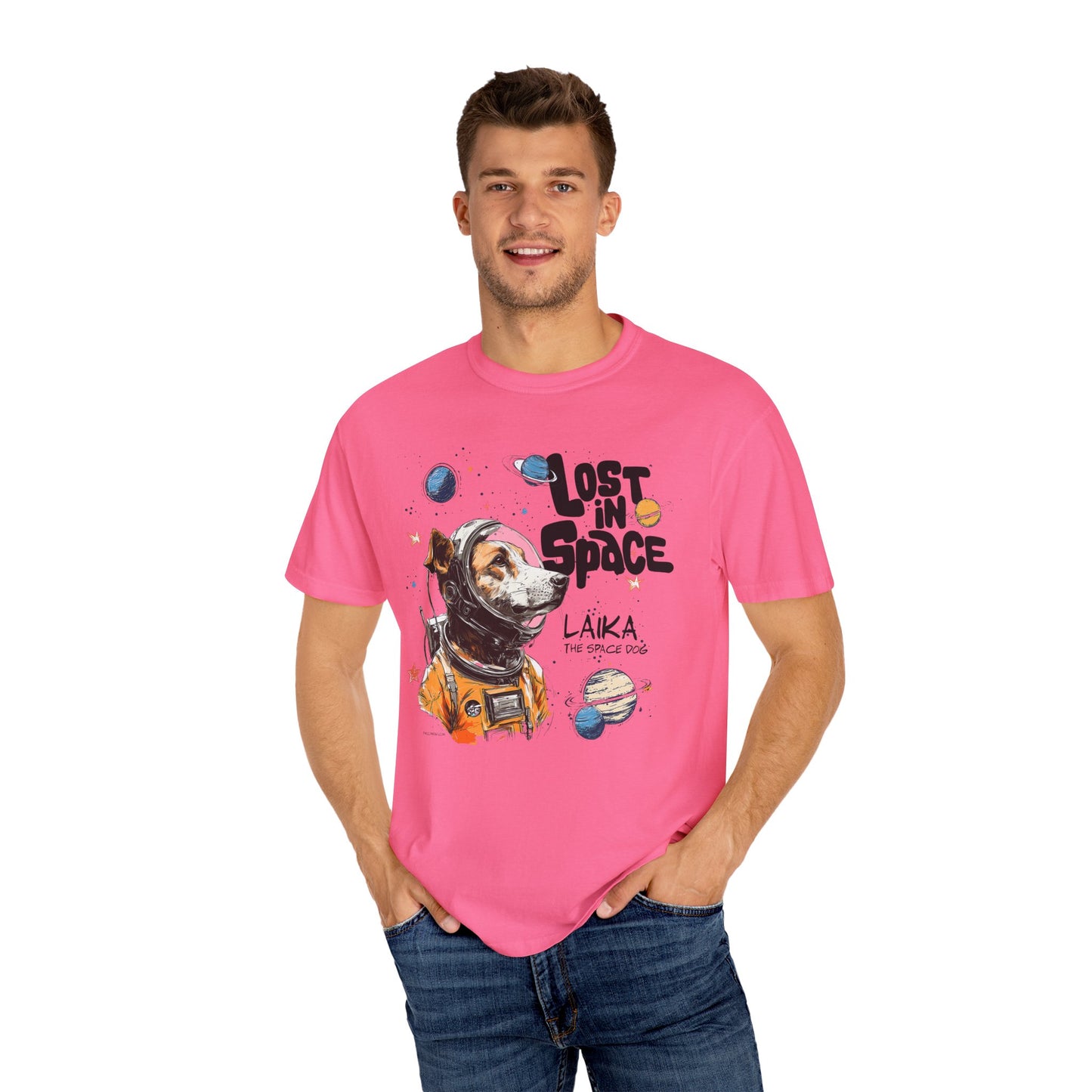 Laika Lost in Space T-shirt - Unisex Garment-Dyed