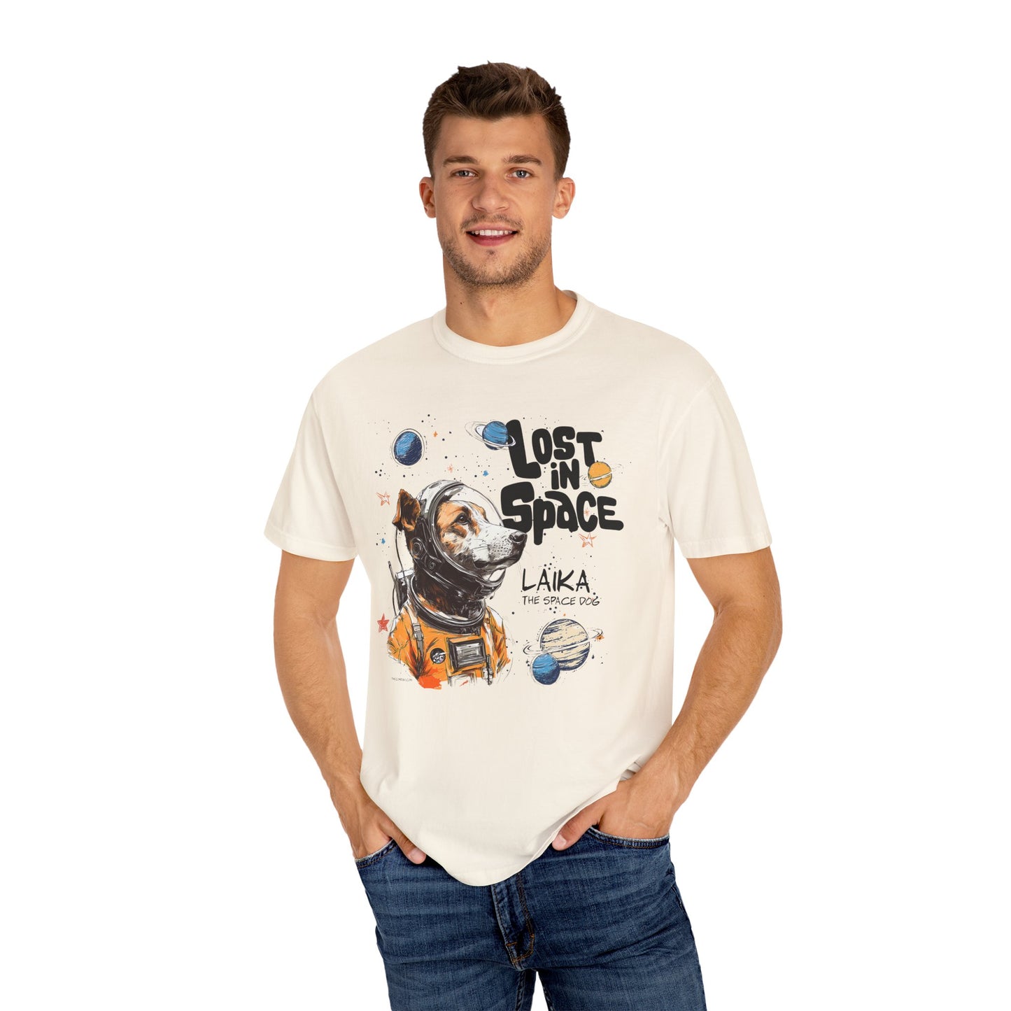 Laika Lost in Space T-shirt - Unisex Garment-Dyed