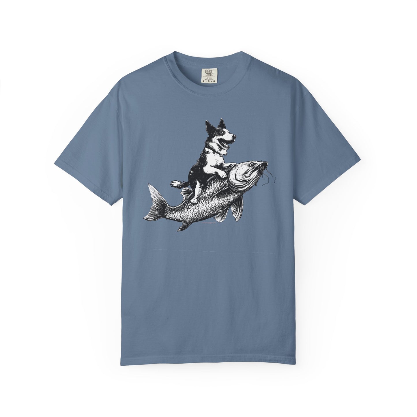 Dog Riding Fish T-shirt - Fun Animal Graphic Tee