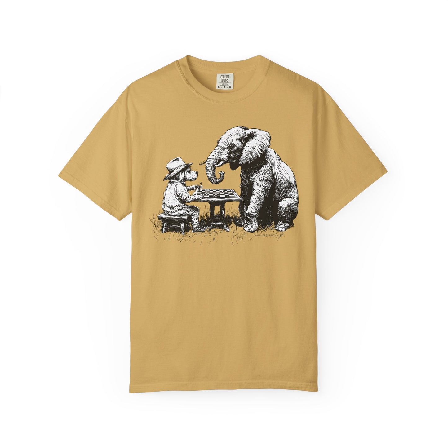 Chess Playing Dog and Elephant Unisex Garment-Dyed T-shirt