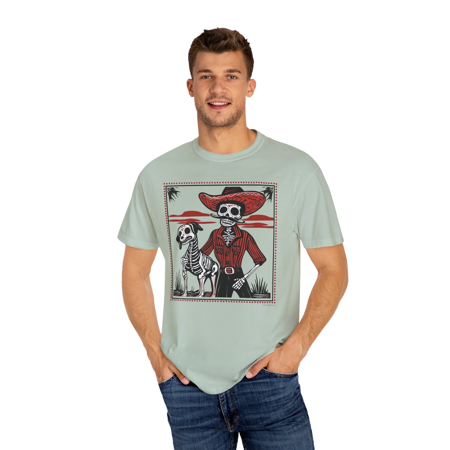 Dia De Los Muertos Skeleton Cowboy and Dog Unisex T-shirt