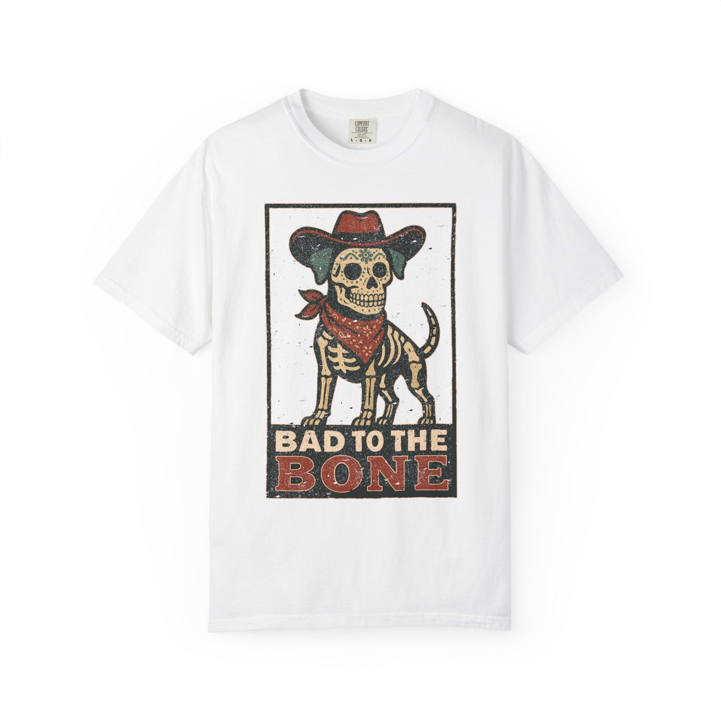 Copy of Bad to the Bone – Cowboy Skeleton Dog Tee