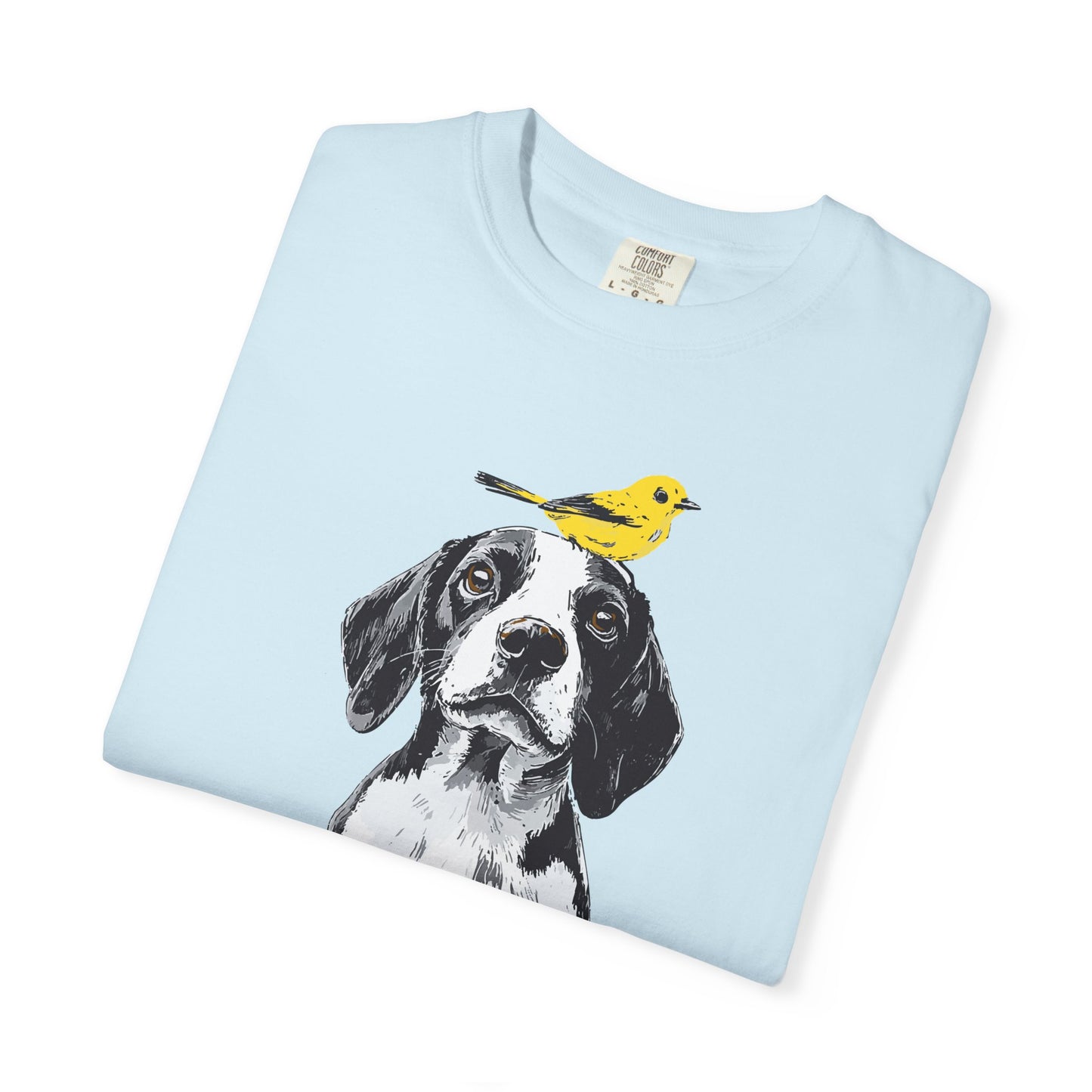 Beagle and Yellow Bird Unisex T-shirt - Extra Soft Fabric