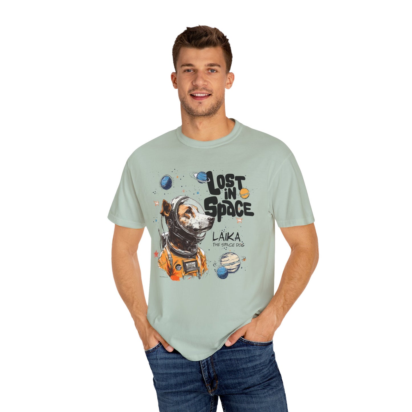 Laika Lost in Space T-shirt - Unisex Garment-Dyed