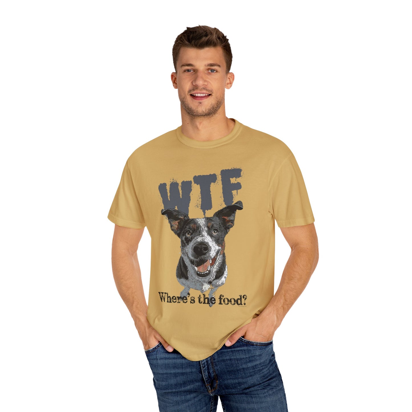 Cowdog Lover Tee with 'WTF, Where's The Food?' Funny Line