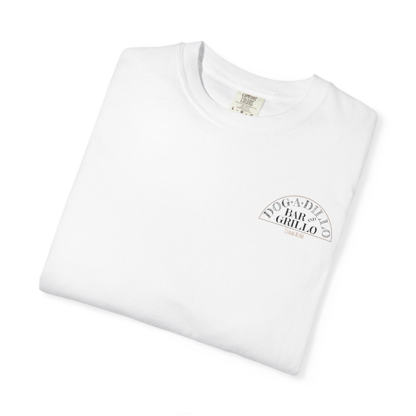 Dog-A-Dillo Armadillo Bar and Grillo T-Shirt, front and back