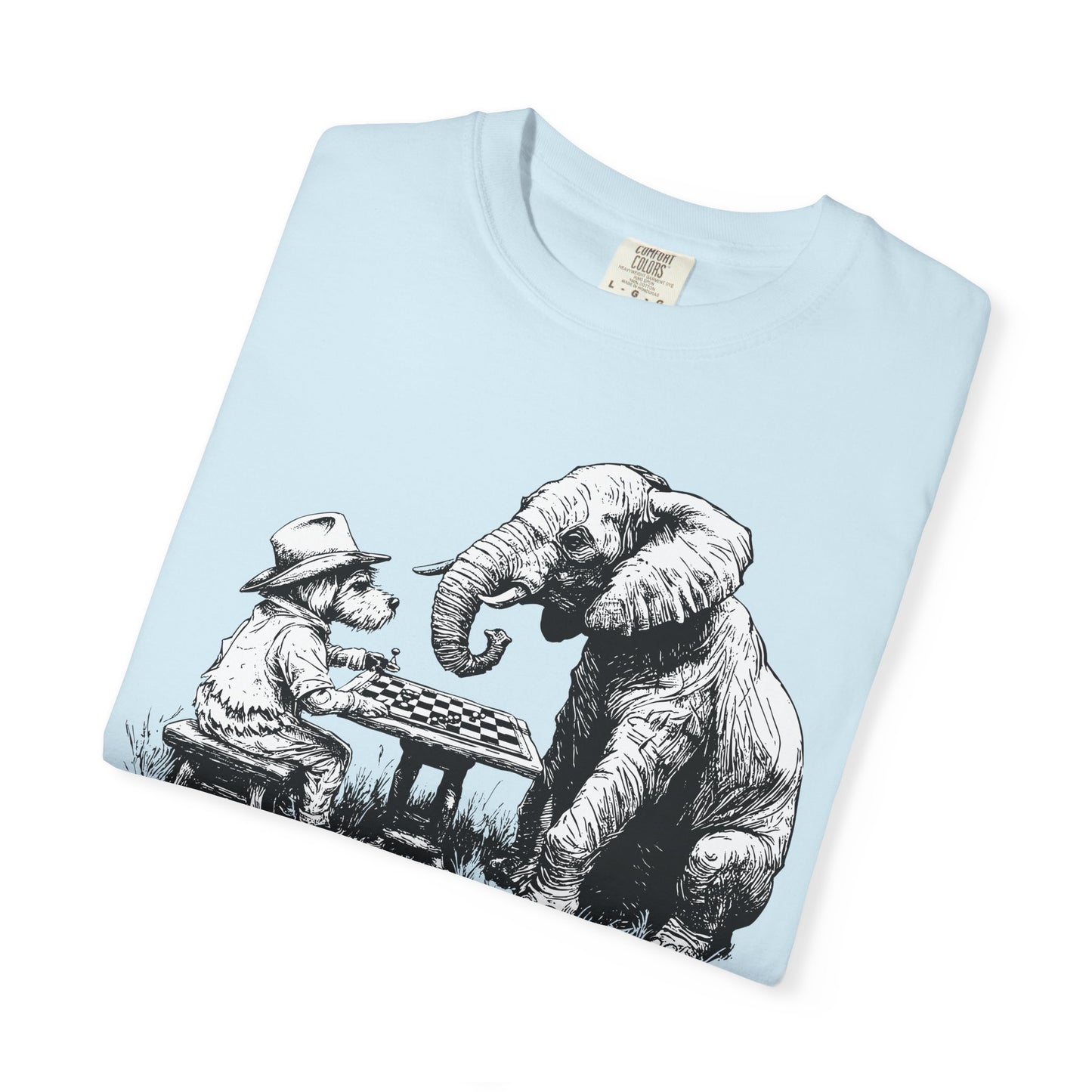 Chess Playing Dog and Elephant Unisex Garment-Dyed T-shirt