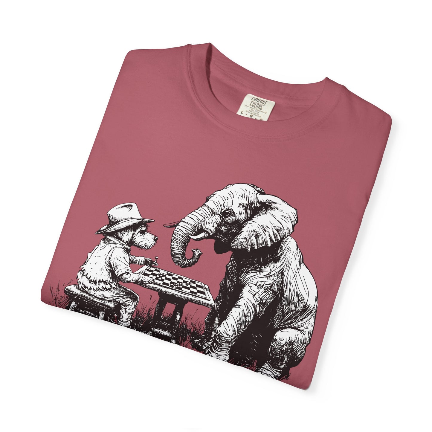 Chess Playing Dog and Elephant Unisex Garment-Dyed T-shirt