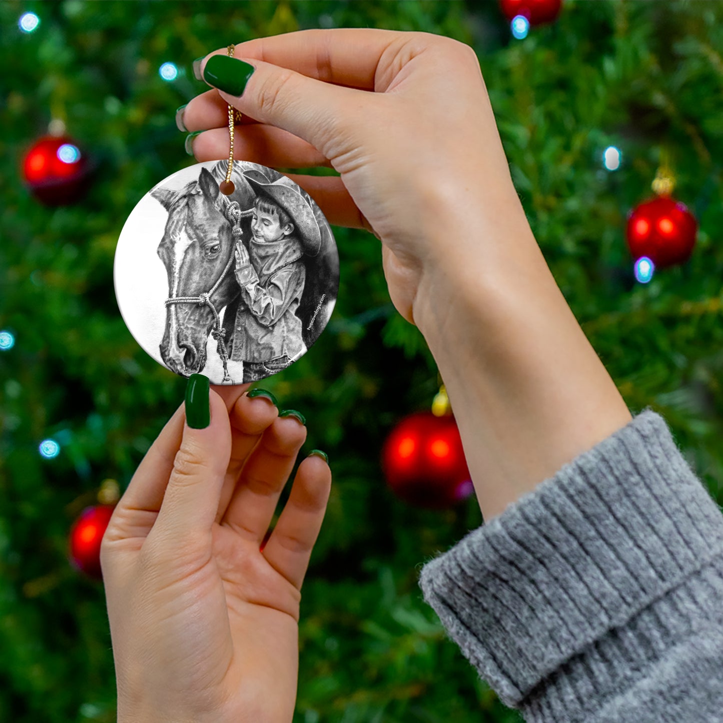 Christmas Horse, Ceramic Christmas Ornament