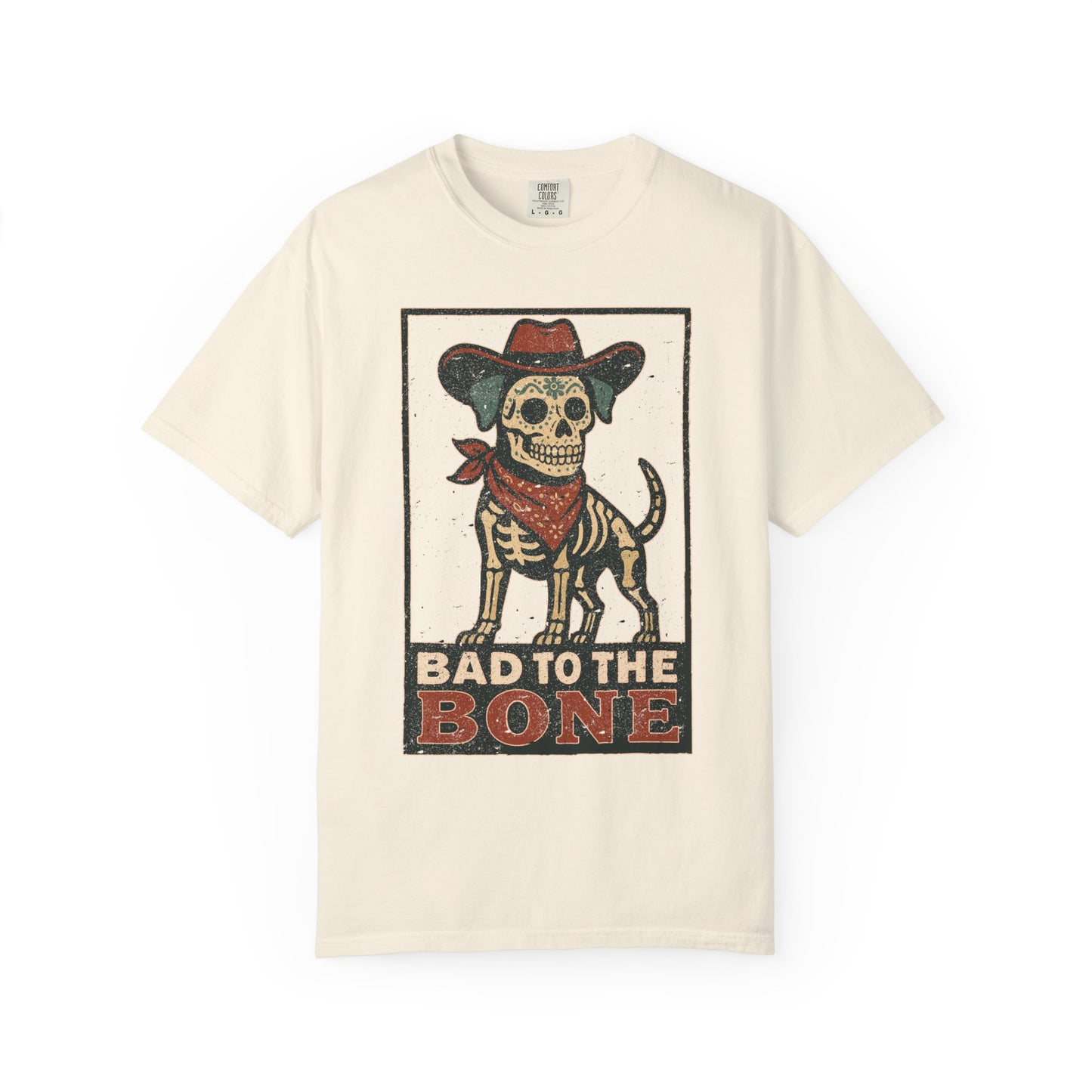 Copy of Bad to the Bone – Cowboy Skeleton Dog Tee