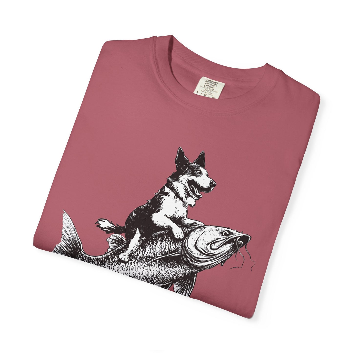 Dog Riding Fish T-shirt - Fun Animal Graphic Tee
