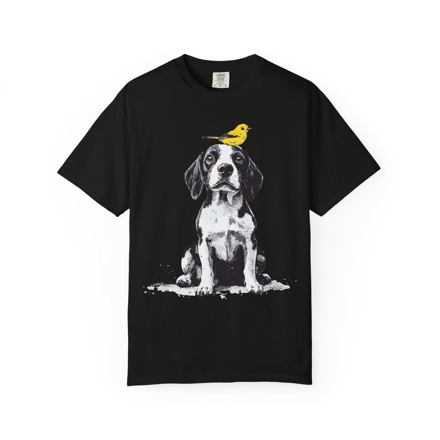 Beagle and Yellow Bird Unisex T-shirt - Extra Soft Fabric