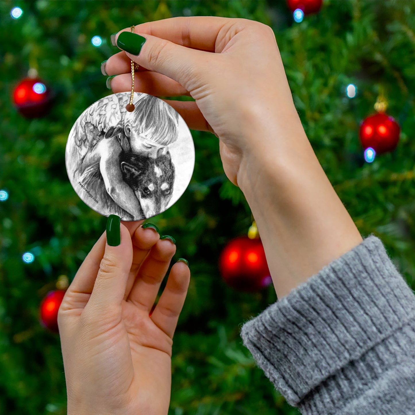 Cowboy Angel, Ceramic Christmas Ornament