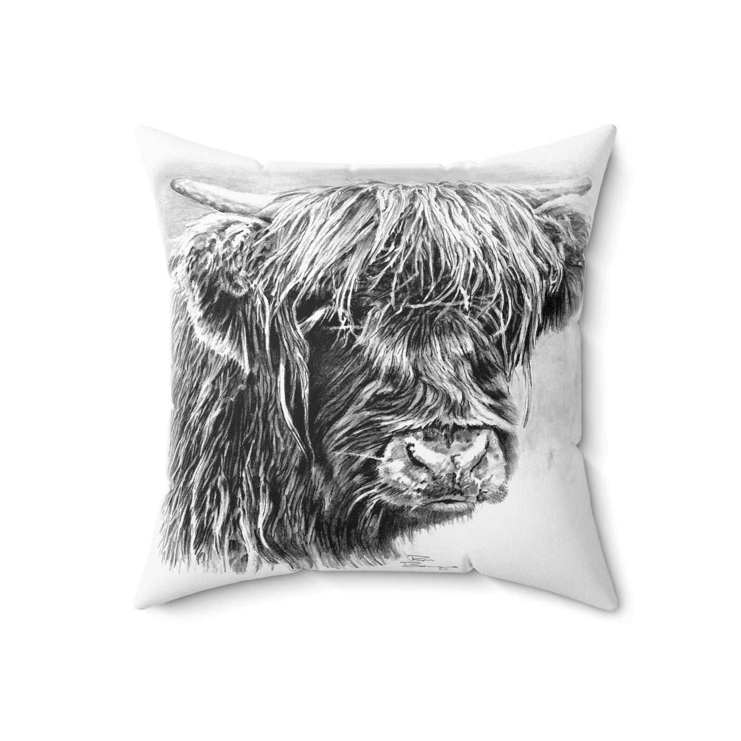 Scottish Highland Cow Black Pillow
