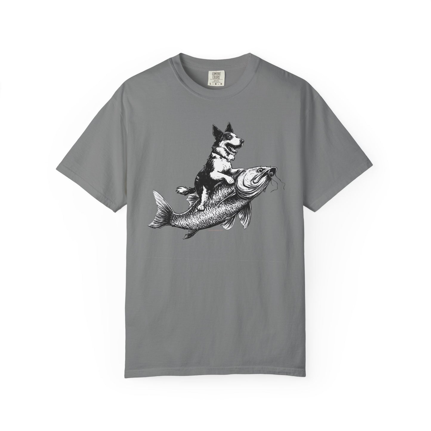 Dog Riding Fish T-shirt - Fun Animal Graphic Tee