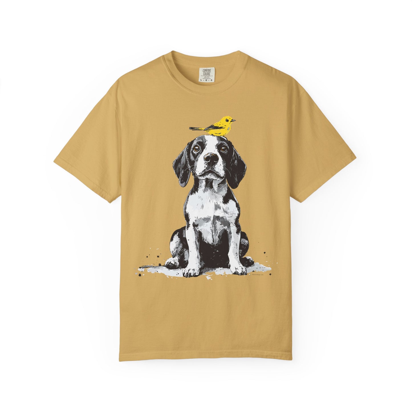 Beagle and Yellow Bird Unisex T-shirt - Extra Soft Fabric