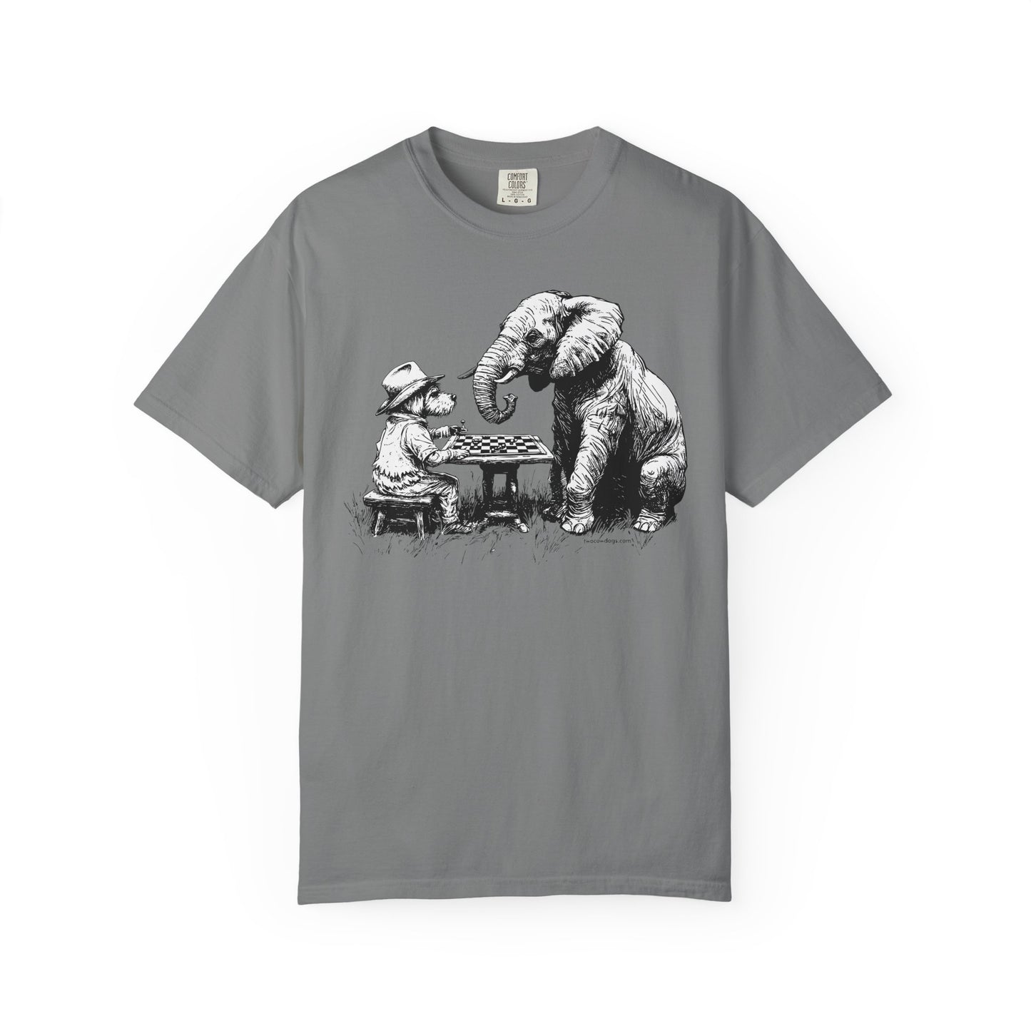 Chess Playing Dog and Elephant Unisex Garment-Dyed T-shirt