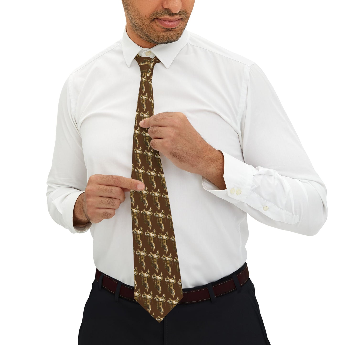 Western Saddle Necktie Brown