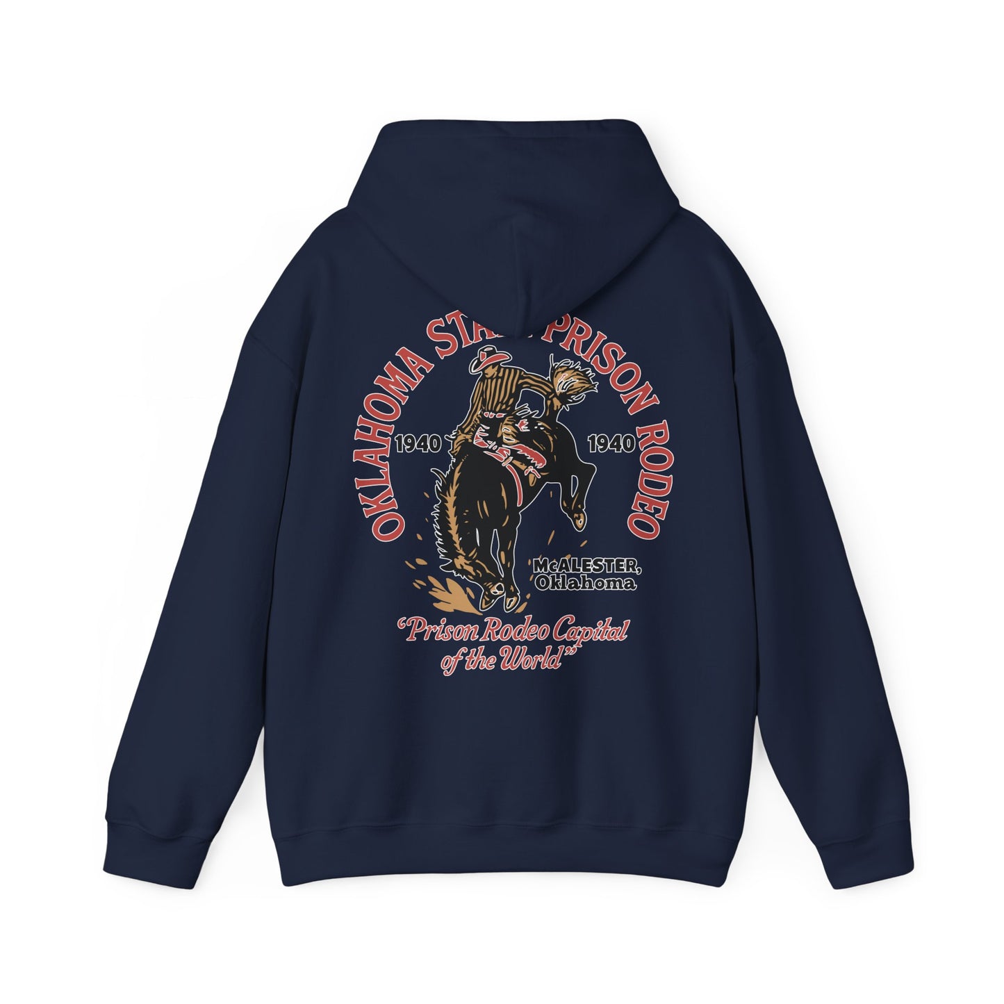 Vintage Rodeo Hoodie with 1940s Prison Rodeo Poster Design