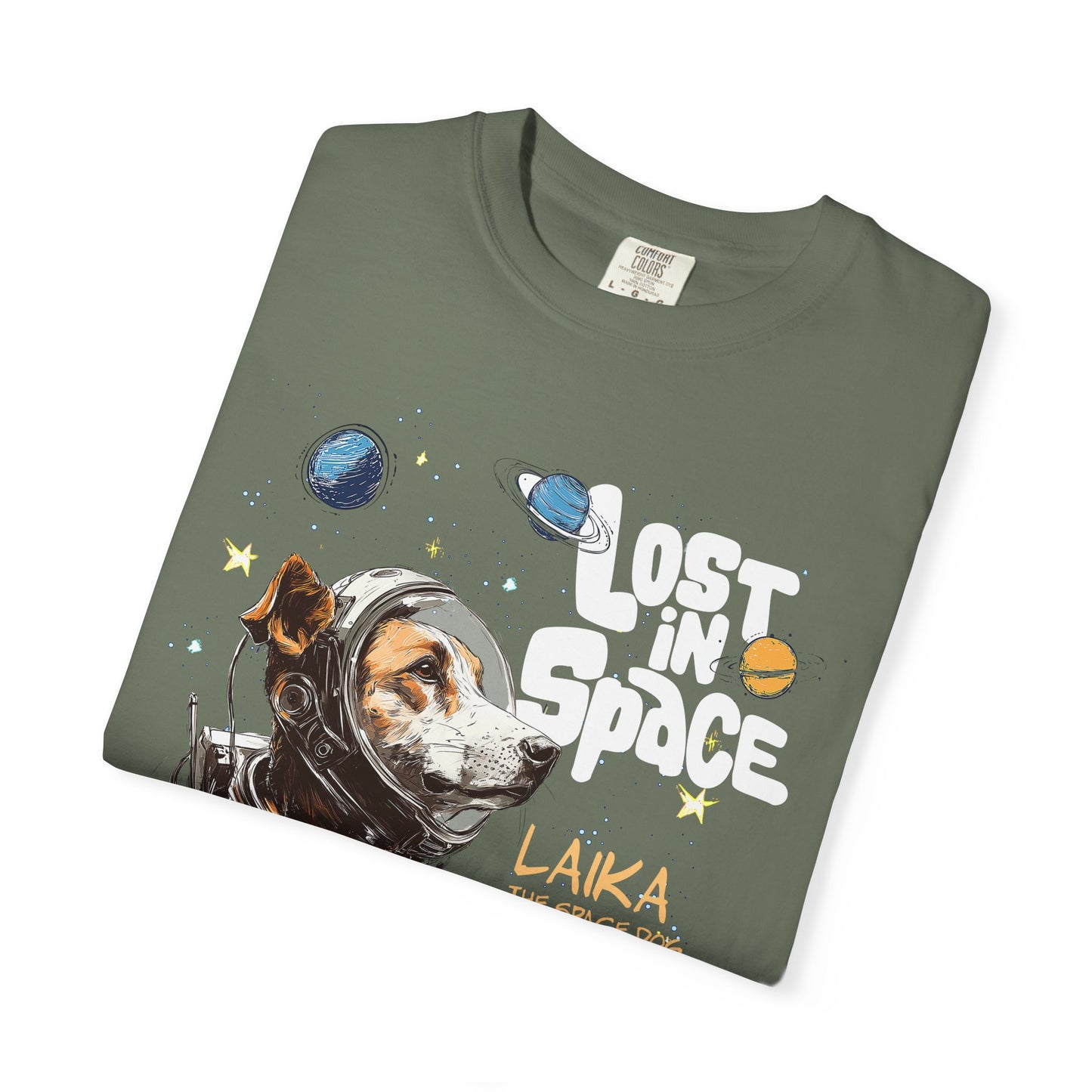 Laika Lost in Space T-shirt - Unisex Garment-Dyed