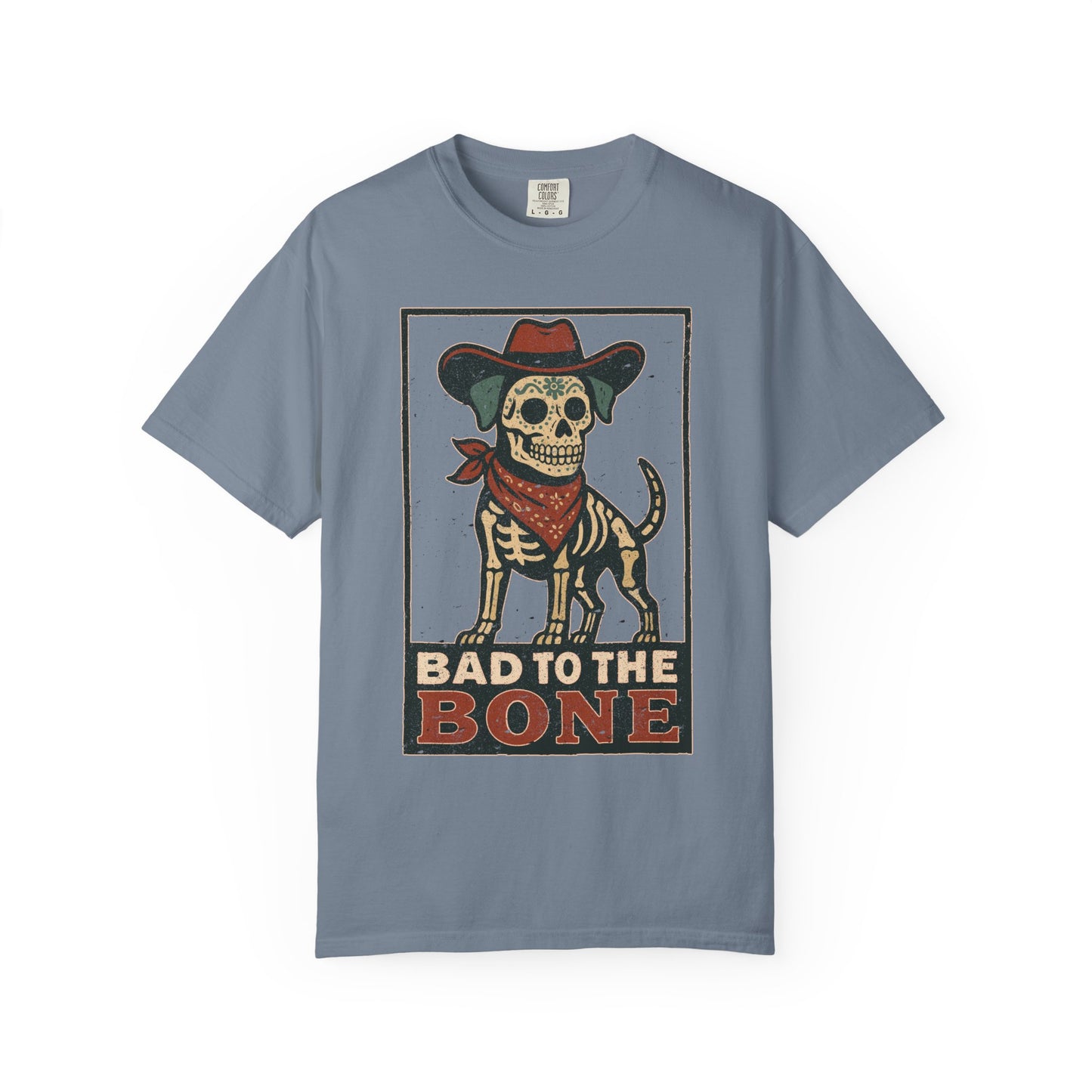Copy of Bad to the Bone – Cowboy Skeleton Dog Tee