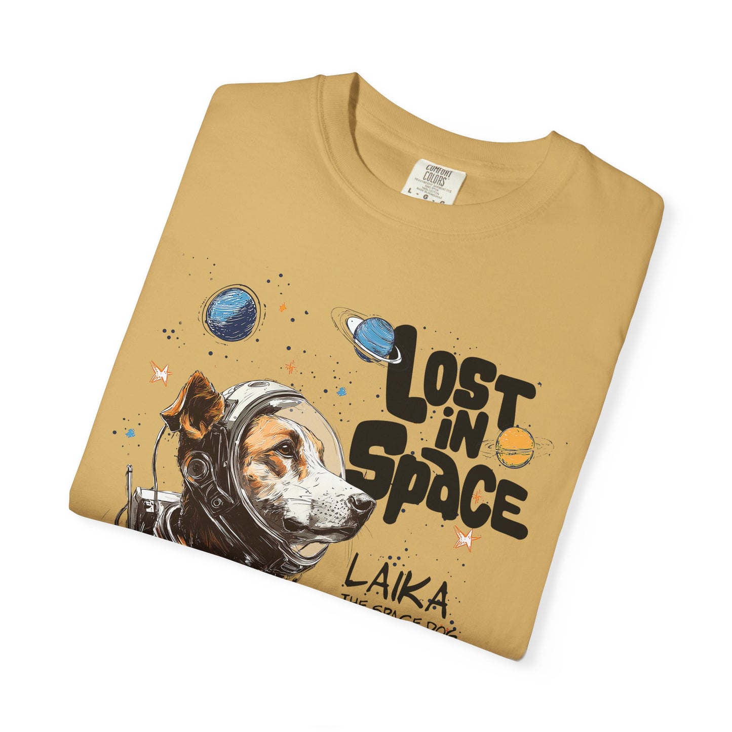 Laika Lost in Space T-shirt - Unisex Garment-Dyed