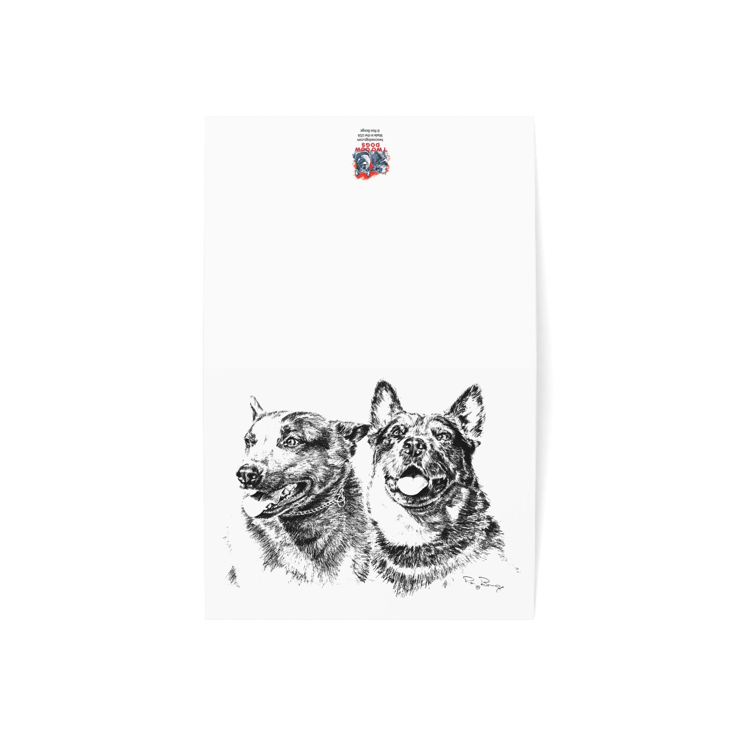 Two Cow Dogs Blank Notecards