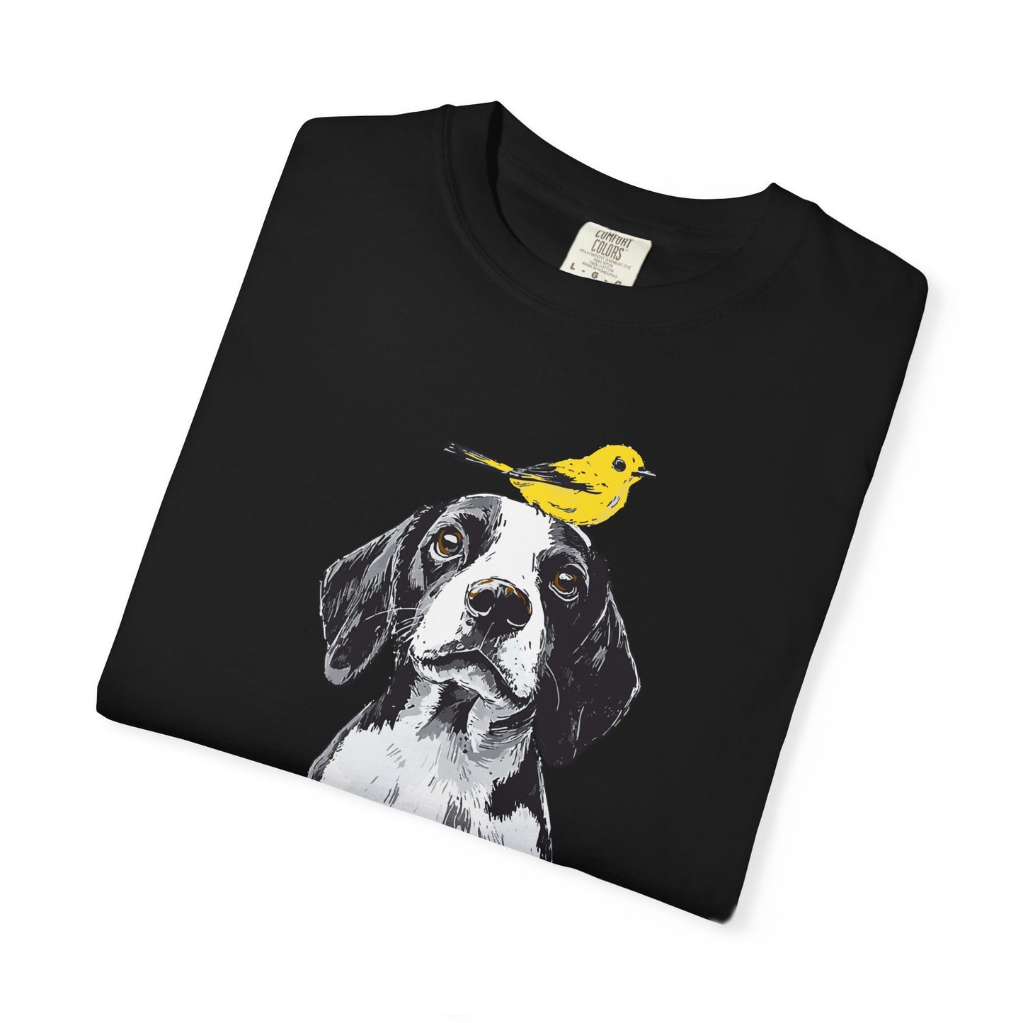 Beagle and Yellow Bird Unisex T-shirt - Extra Soft Fabric
