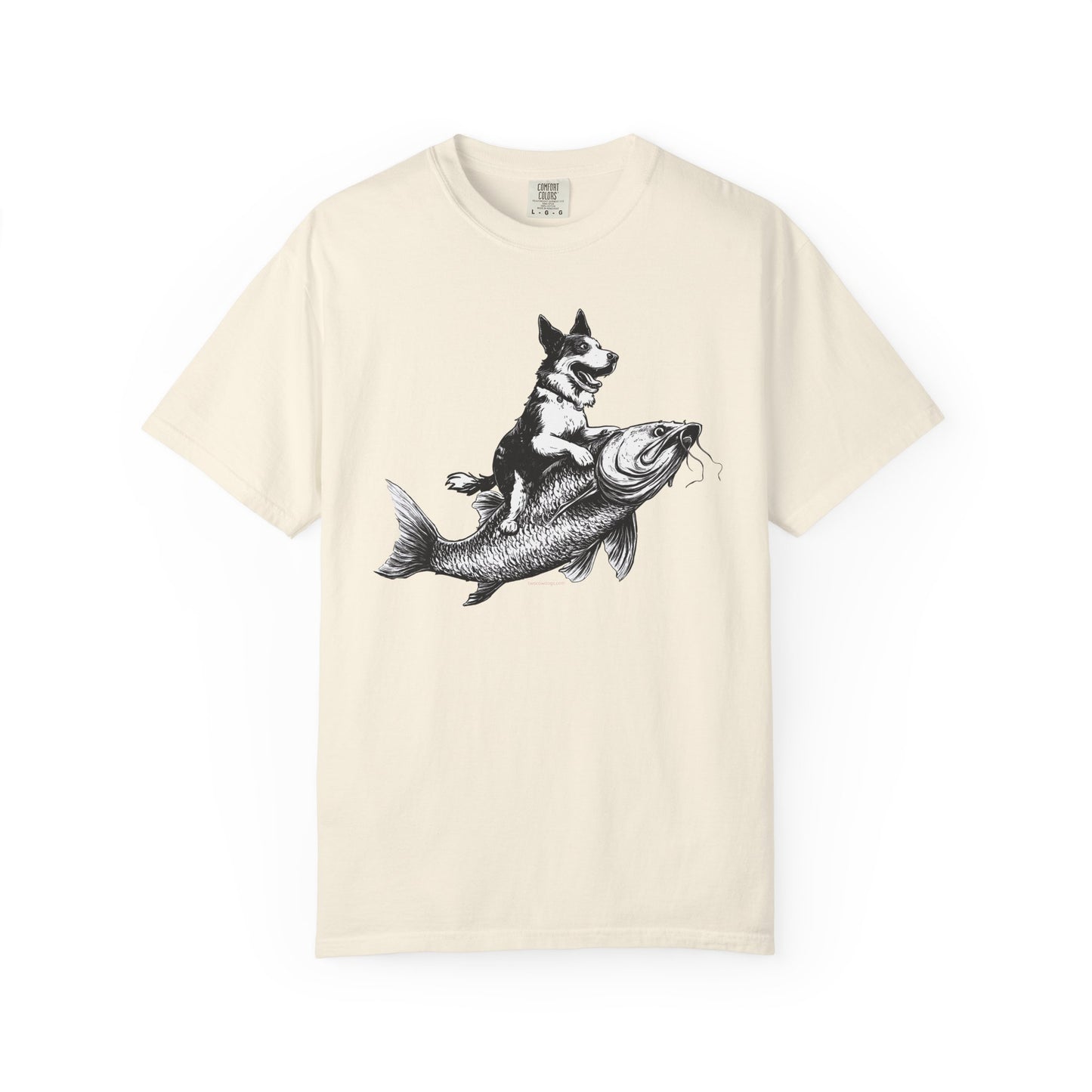 Dog Riding Fish T-shirt - Fun Animal Graphic Tee