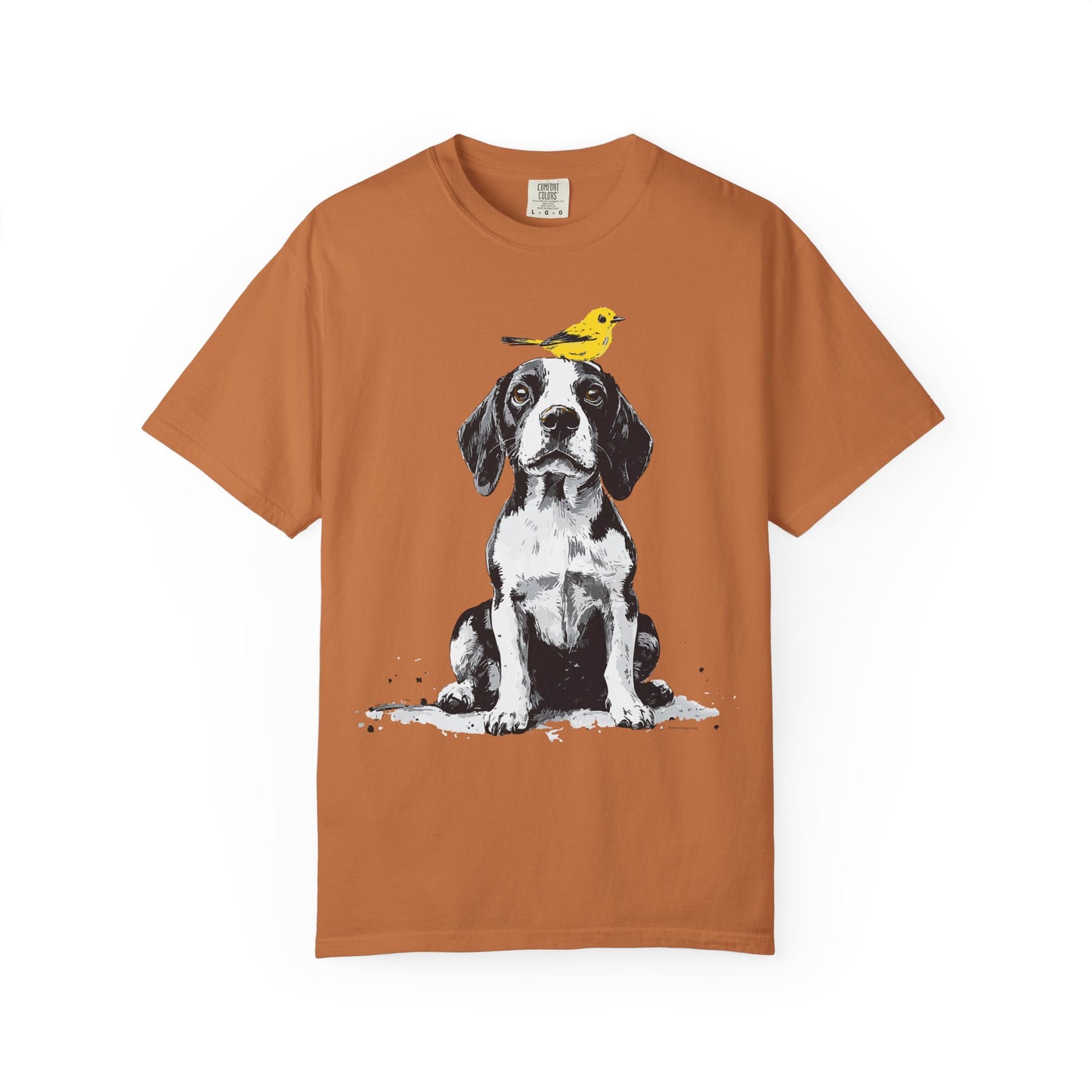 Beagle and Yellow Bird Unisex T-shirt - Extra Soft Fabric