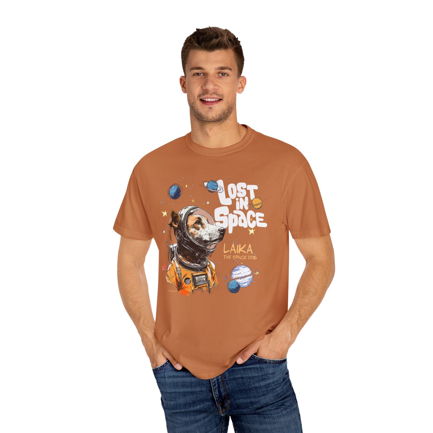 Laika Lost in Space T-shirt - Unisex Garment-Dyed