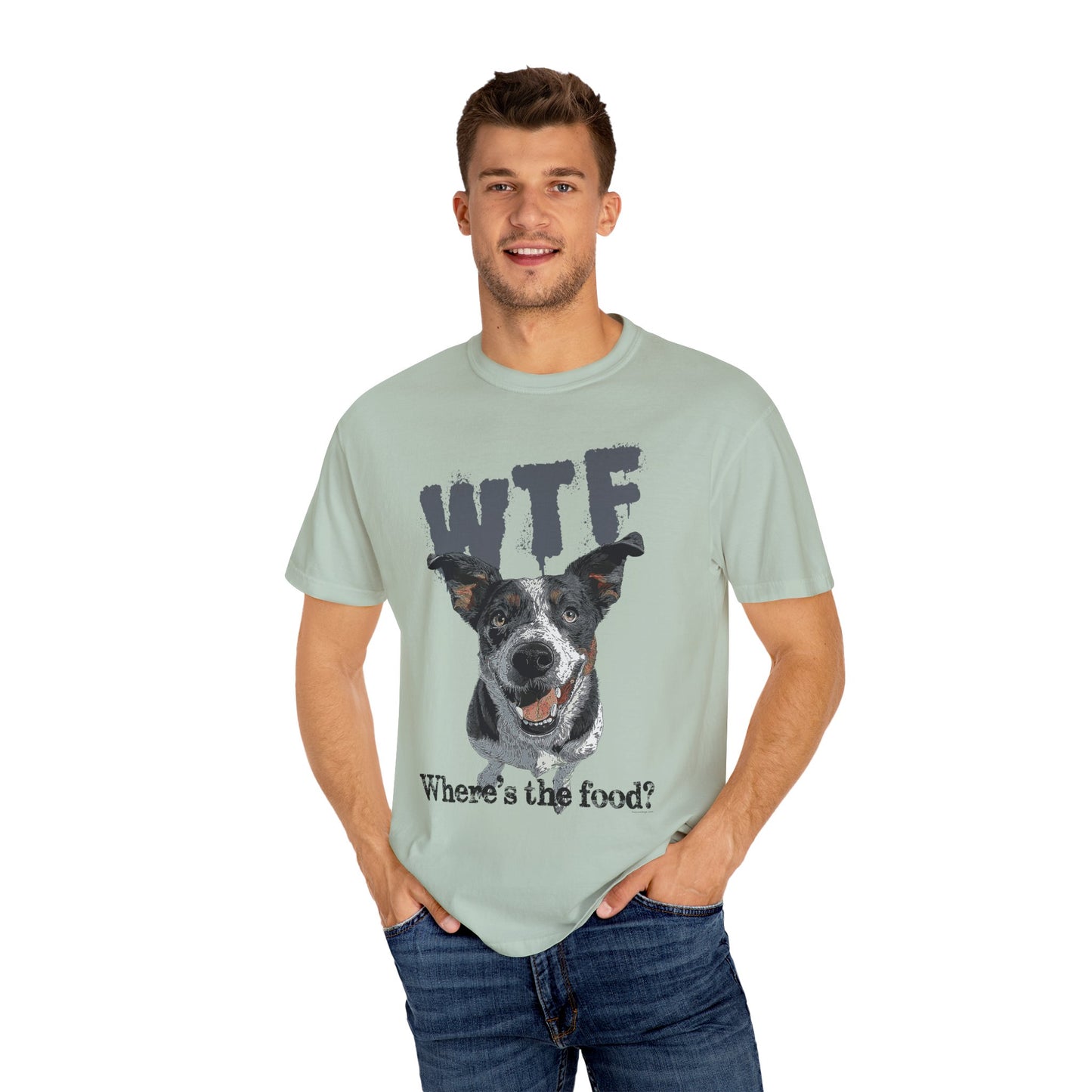 Cowdog Lover Tee with 'WTF, Where's The Food?' Funny Line