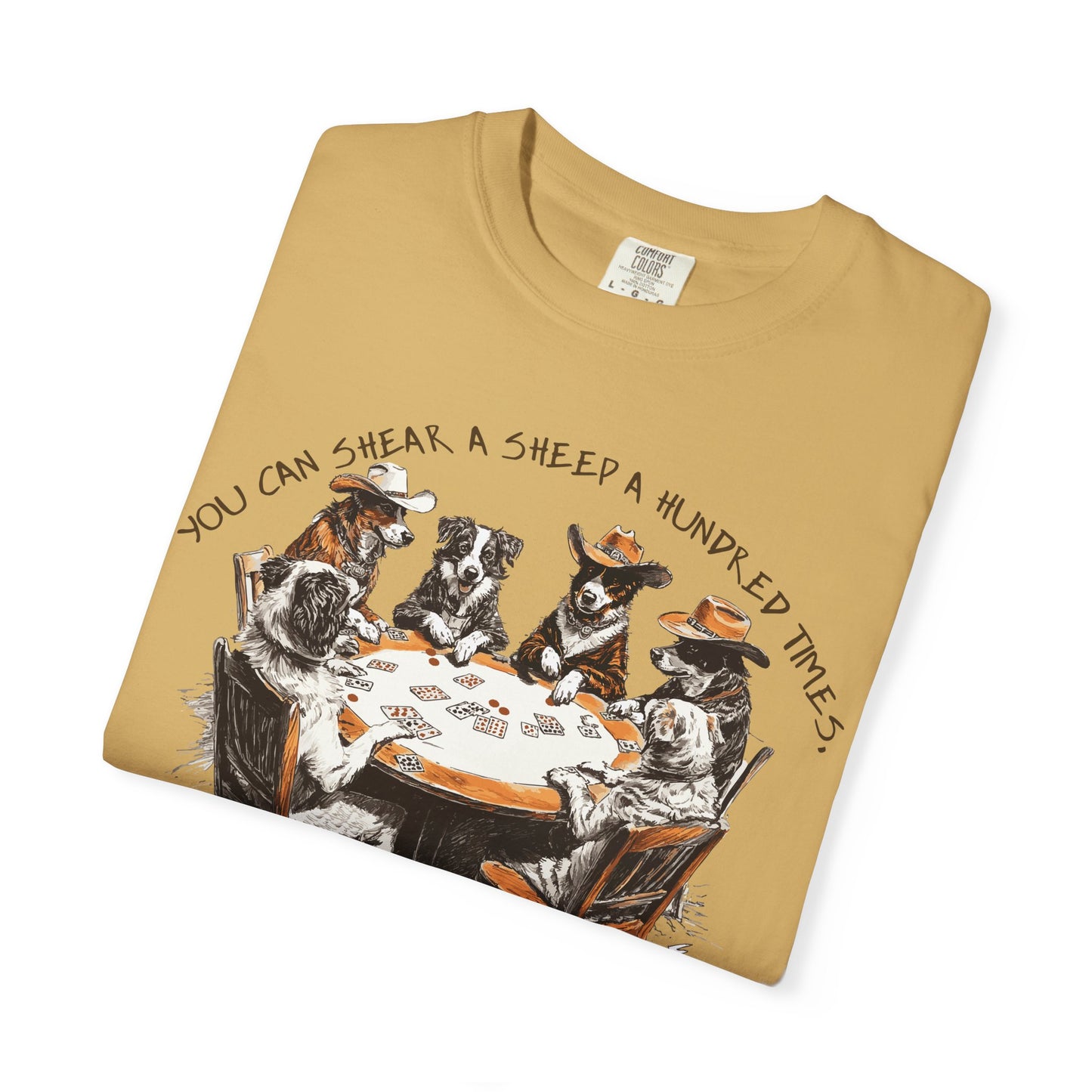 T-shirt with Poker Player Amarillo Slim Quote and Dogs Playing Cards Design
