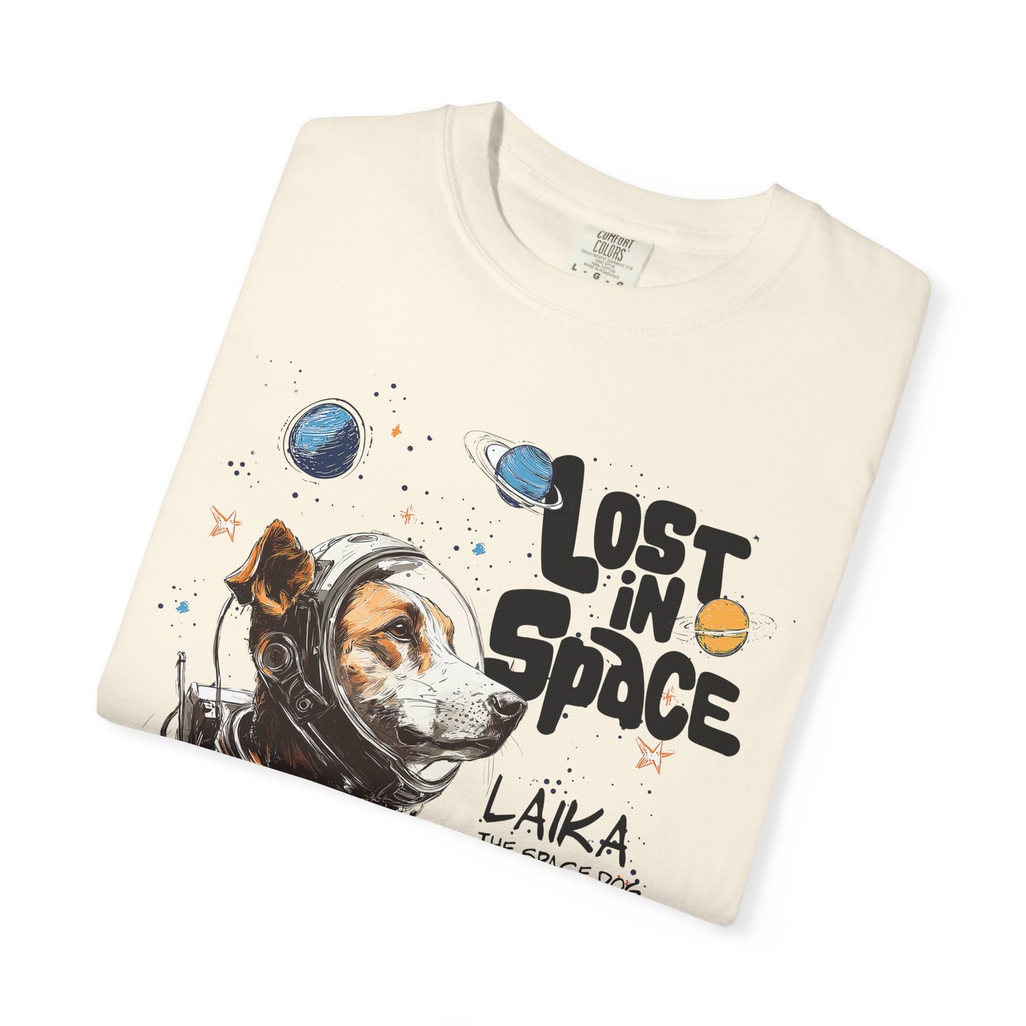 Laika Lost in Space T-shirt - Unisex Garment-Dyed